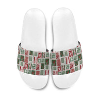 Mele Kalikimaka Hawaiian Quilt and Lei Patchwork Slide Sandals - Polynesian Pride