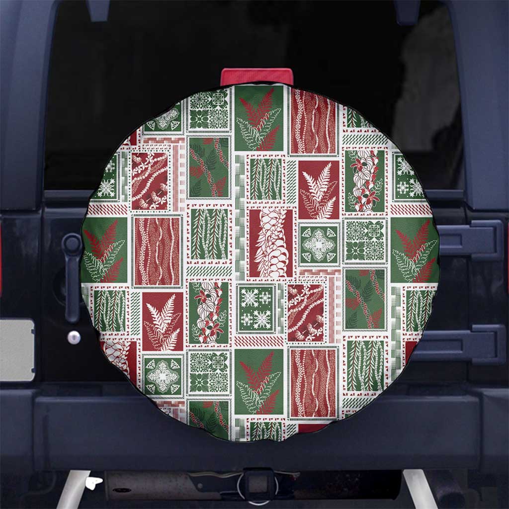 Mele Kalikimaka Hawaiian Quilt and Lei Patchwork Spare Tire Cover - Polynesian Pride
