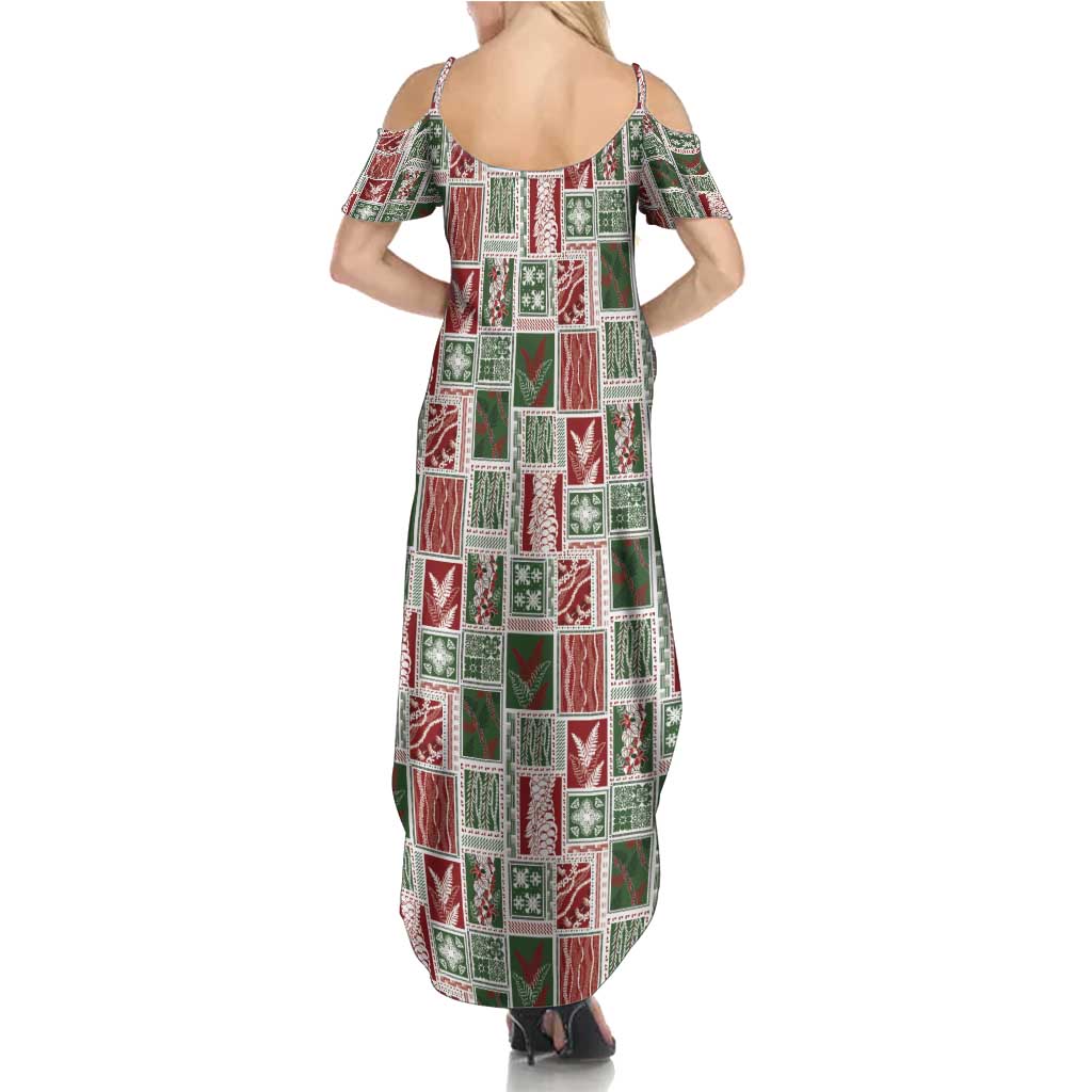 Mele Kalikimaka Hawaiian Quilt and Lei Patchwork Summer Maxi Dress - Polynesian Pride