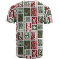 Mele Kalikimaka Hawaiian Quilt and Lei Patchwork T Shirt - Polynesian Pride