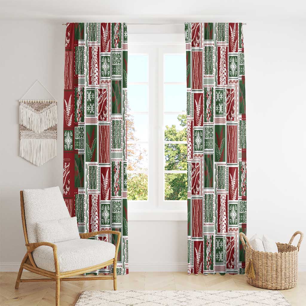 Mele Kalikimaka Hawaiian Quilt and Lei Patchwork Window Curtain - Polynesian Pride