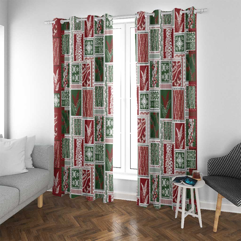Mele Kalikimaka Hawaiian Quilt and Lei Patchwork Window Curtain - Polynesian Pride