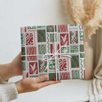 Mele Kalikimaka Hawaiian Quilt and Lei Patchwork Wrapping Paper - Polynesian Pride