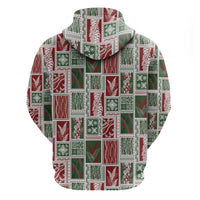 Mele Kalikimaka Hawaiian Quilt and Lei Patchwork Zip Hoodie - Polynesian Pride