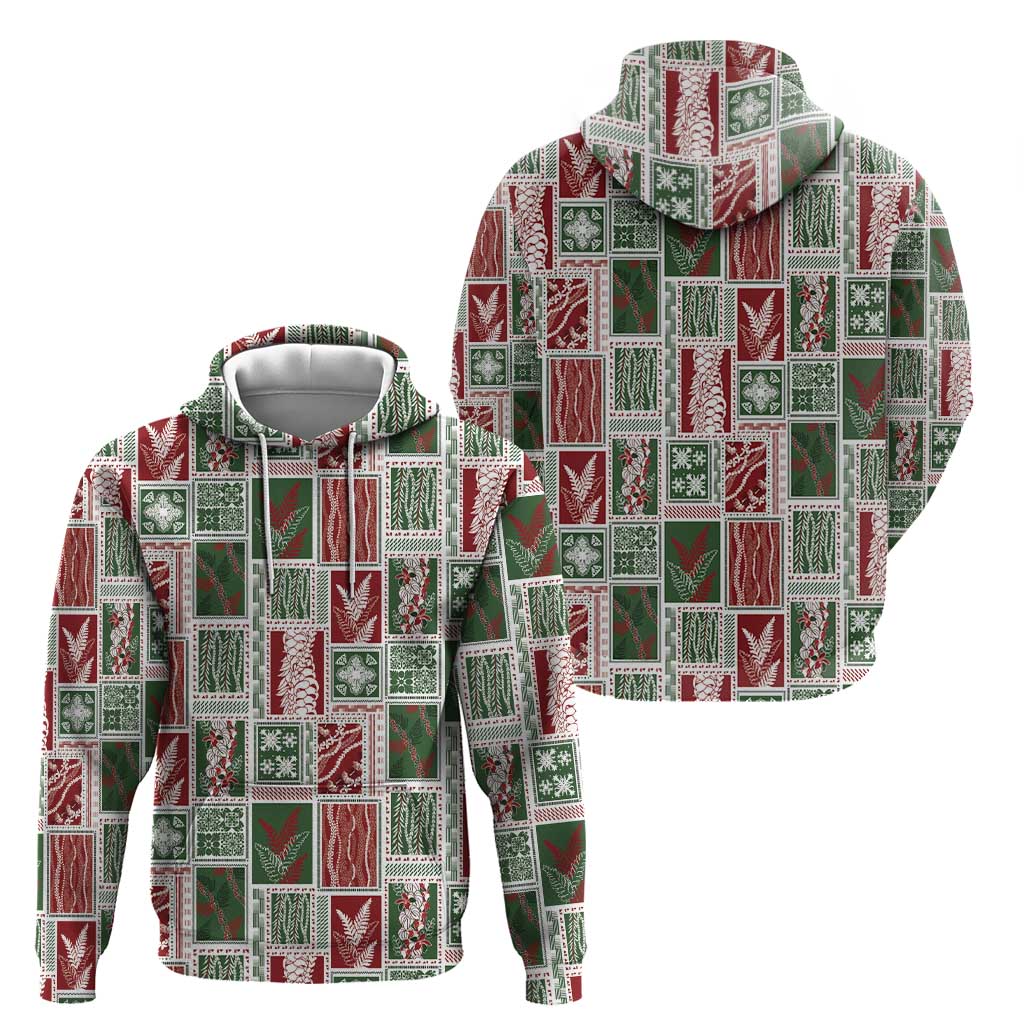 Mele Kalikimaka Hawaiian Quilt and Lei Patchwork Zip Hoodie - Polynesian Pride