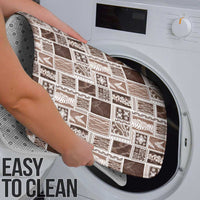 Vintage Aloha Block Quilt Bathroom Set Beige Inspired Lei Motifs - Polynesian Pride