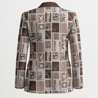 Vintage Aloha Block Quilt Blazer Beige Inspired Lei Motifs - Polynesian Pride