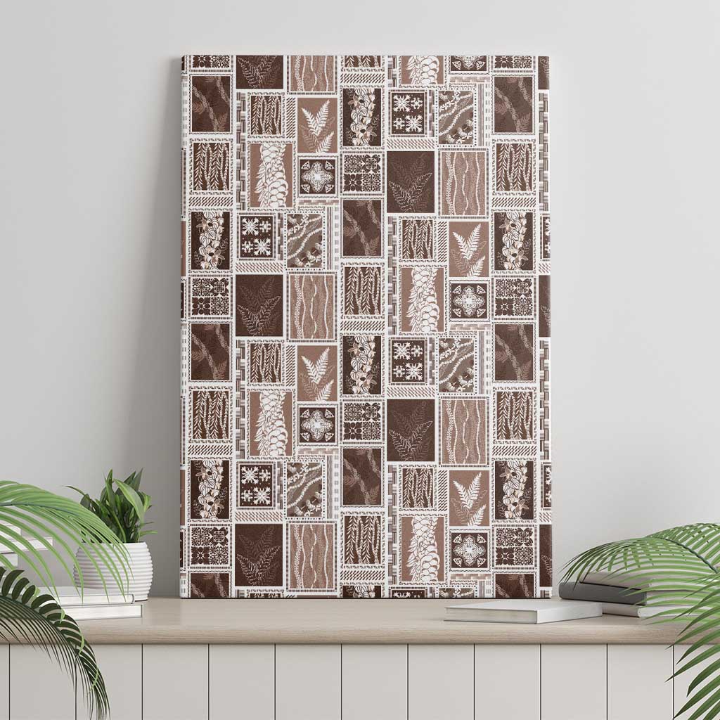 Vintage Aloha Block Quilt Canvas Wall Art Beige Inspired Lei Motifs - Polynesian Pride