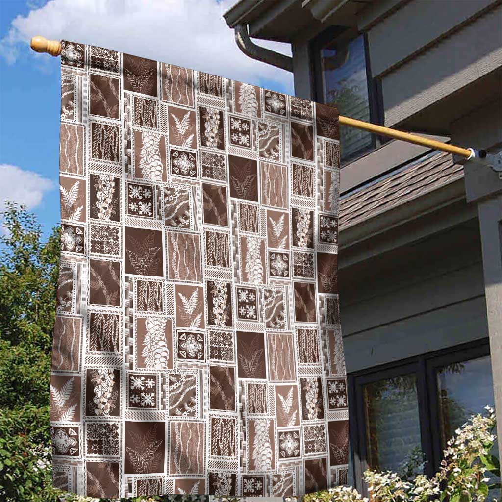 Vintage Aloha Block Quilt Garden Flag Beige Inspired Lei Motifs - Polynesian Pride