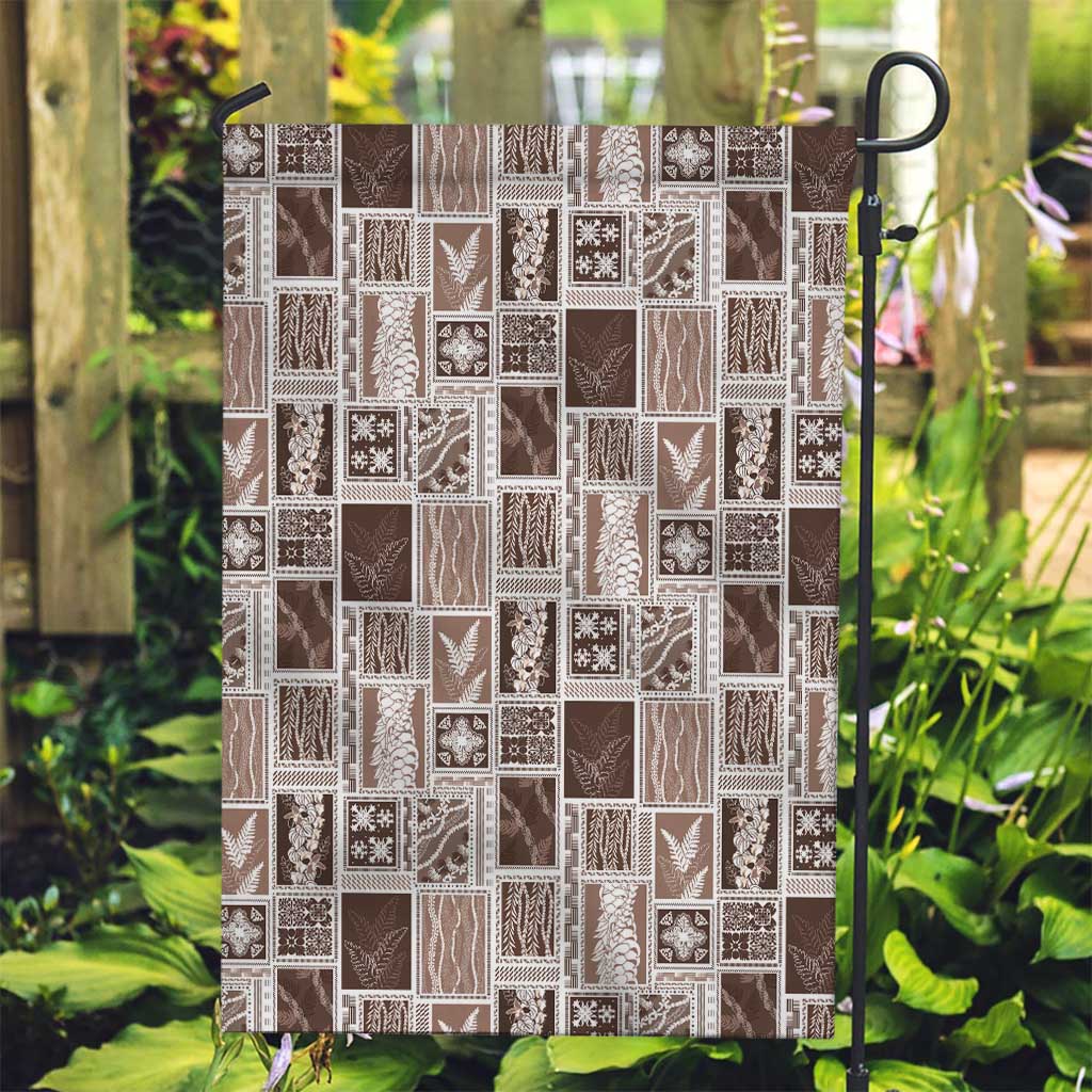 Vintage Aloha Block Quilt Garden Flag Beige Inspired Lei Motifs - Polynesian Pride