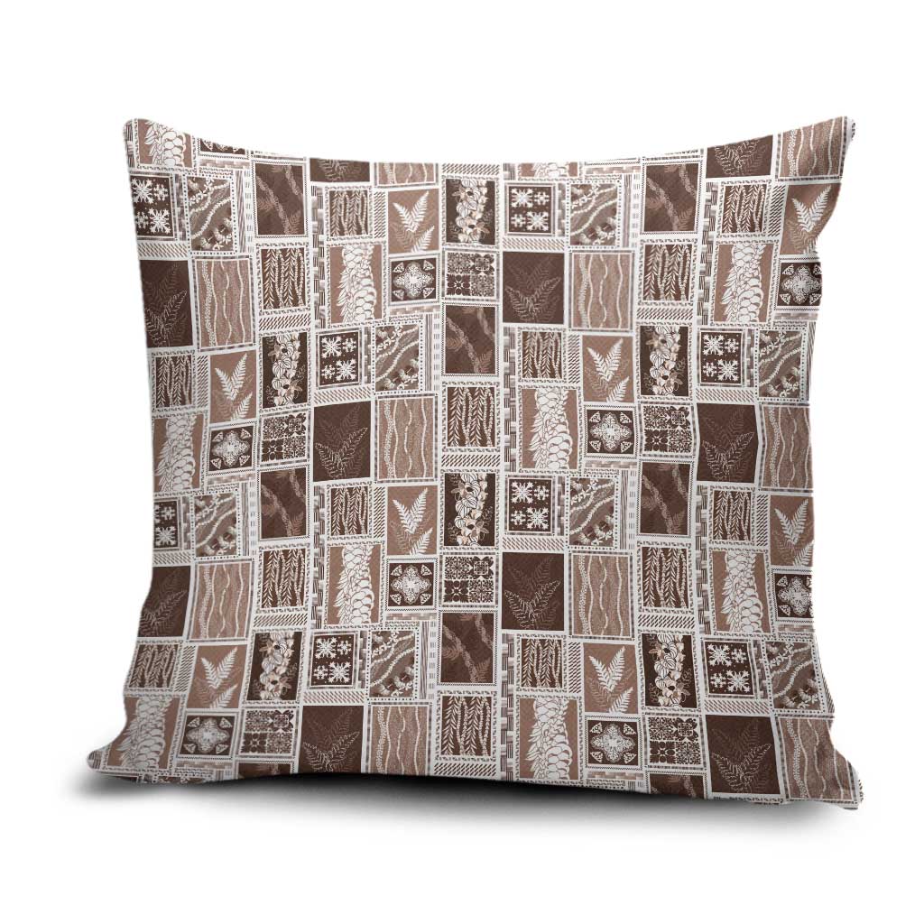 Vintage Aloha Block Quilt Pillow Cover Beige Inspired Lei Motifs - Polynesian Pride