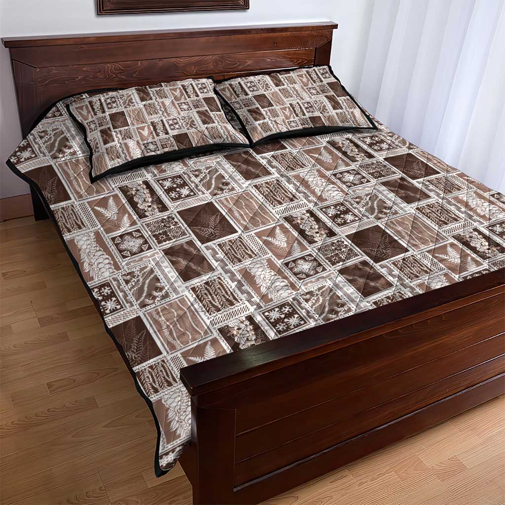 Vintage Aloha Block Quilt Quilt Bed Set Beige Inspired Lei Motifs - Polynesian Pride