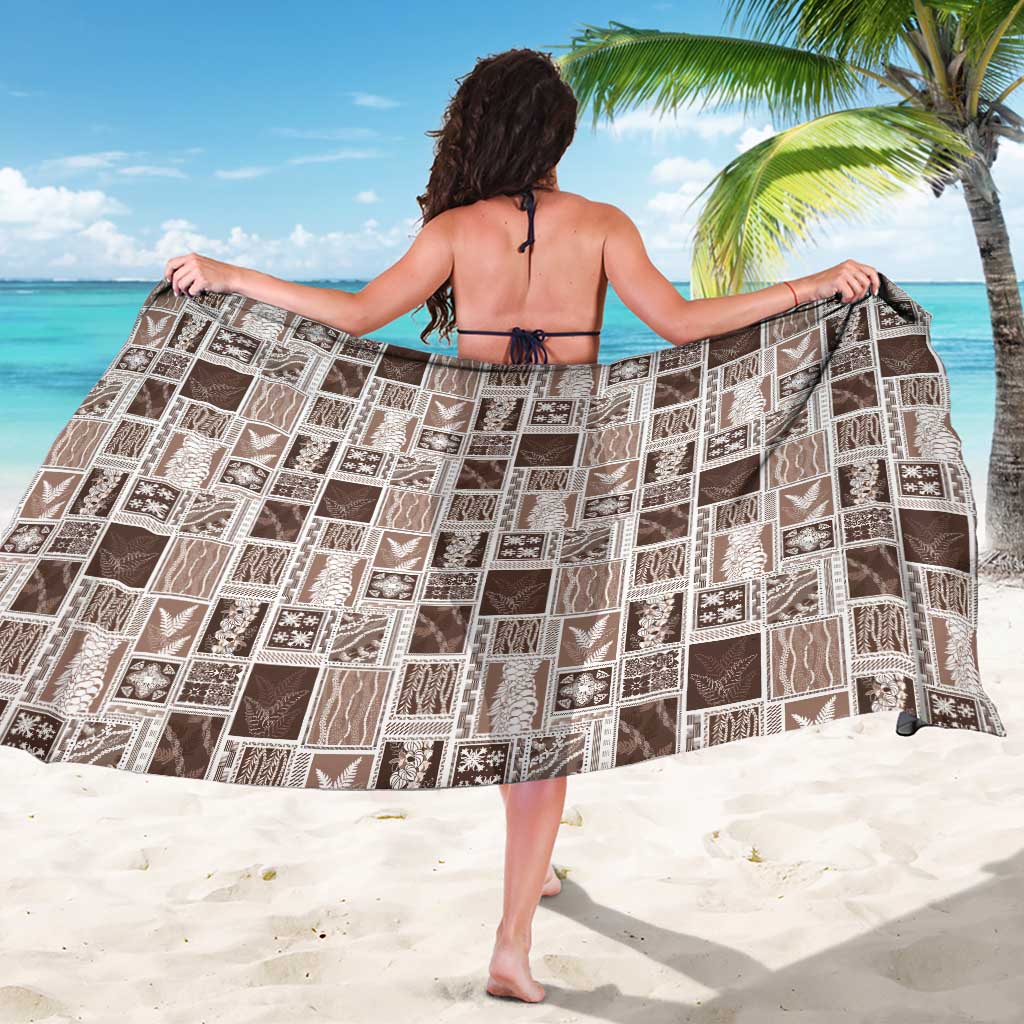 Vintage Aloha Block Quilt Sarong Beige Inspired Lei Motifs - Polynesian Pride