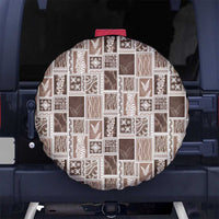 Vintage Aloha Block Quilt Spare Tire Cover Beige Inspired Lei Motifs - Polynesian Pride