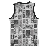 Vintage Aloha Block Quilt Basketball Jersey Black Inspired Lei Motifs - Polynesian Pride