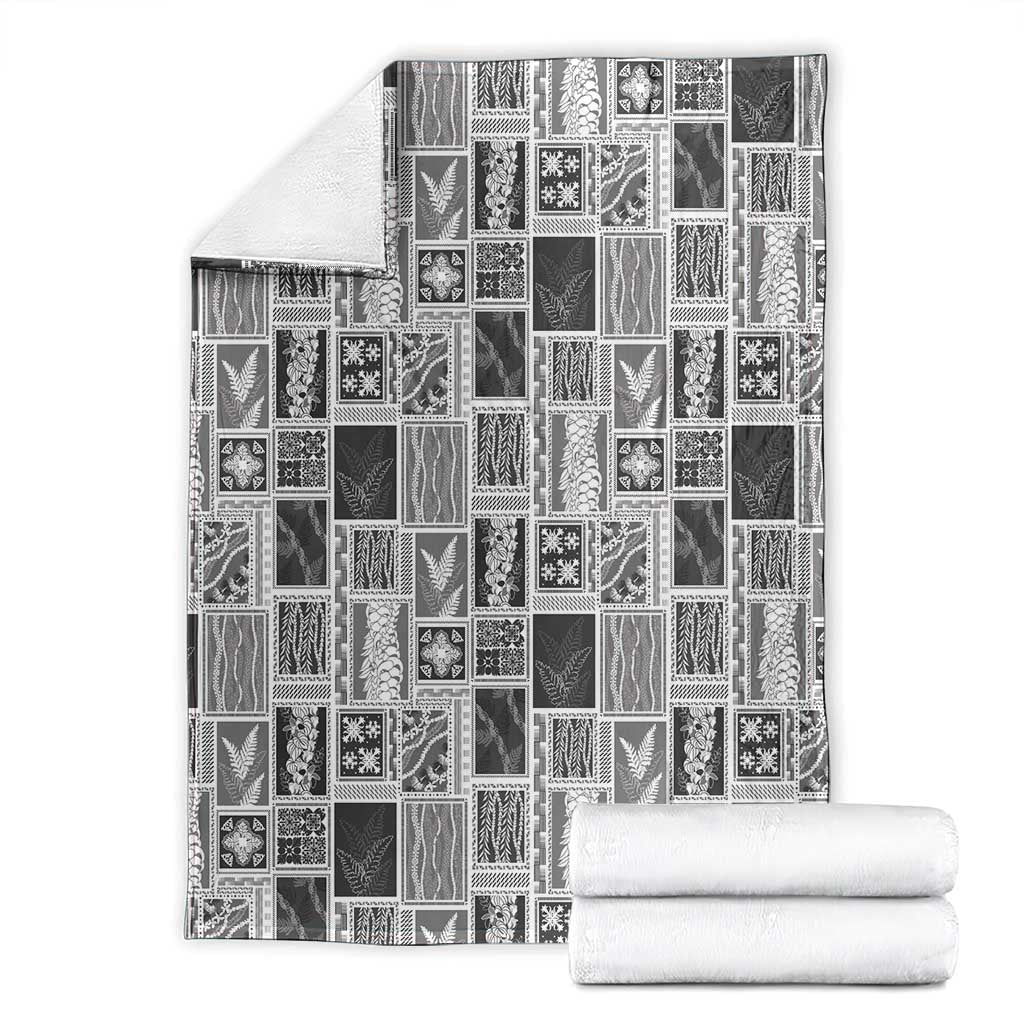 Vintage Aloha Block Quilt Blanket Black Inspired Lei Motifs - Polynesian Pride