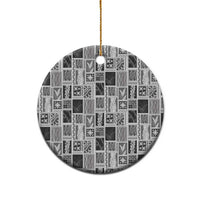 Vintage Aloha Block Quilt Ceramic Ornament Black Inspired Lei Motifs - Polynesian Pride