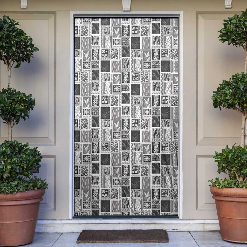 Vintage Aloha Block Quilt Door Cover Black Inspired Lei Motifs - Polynesian Pride