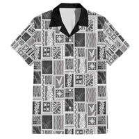 Vintage Aloha Block Quilt Family Matching Off Shoulder Maxi Dress and Hawaiian Shirt Black Inspired Lei Motifs - Polynesian Pride
