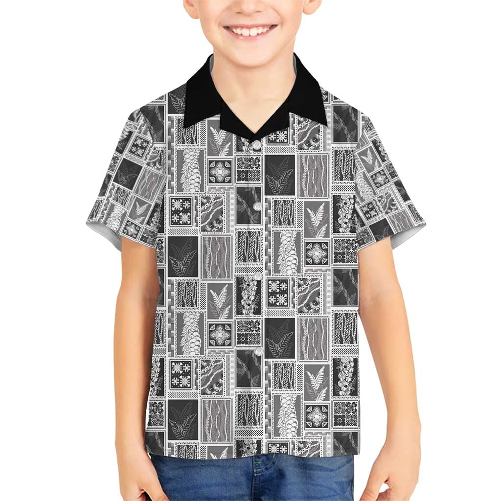 Vintage Aloha Block Quilt Family Matching Summer Maxi Dress and Hawaiian Shirt Black Inspired Lei Motifs - Polynesian Pride