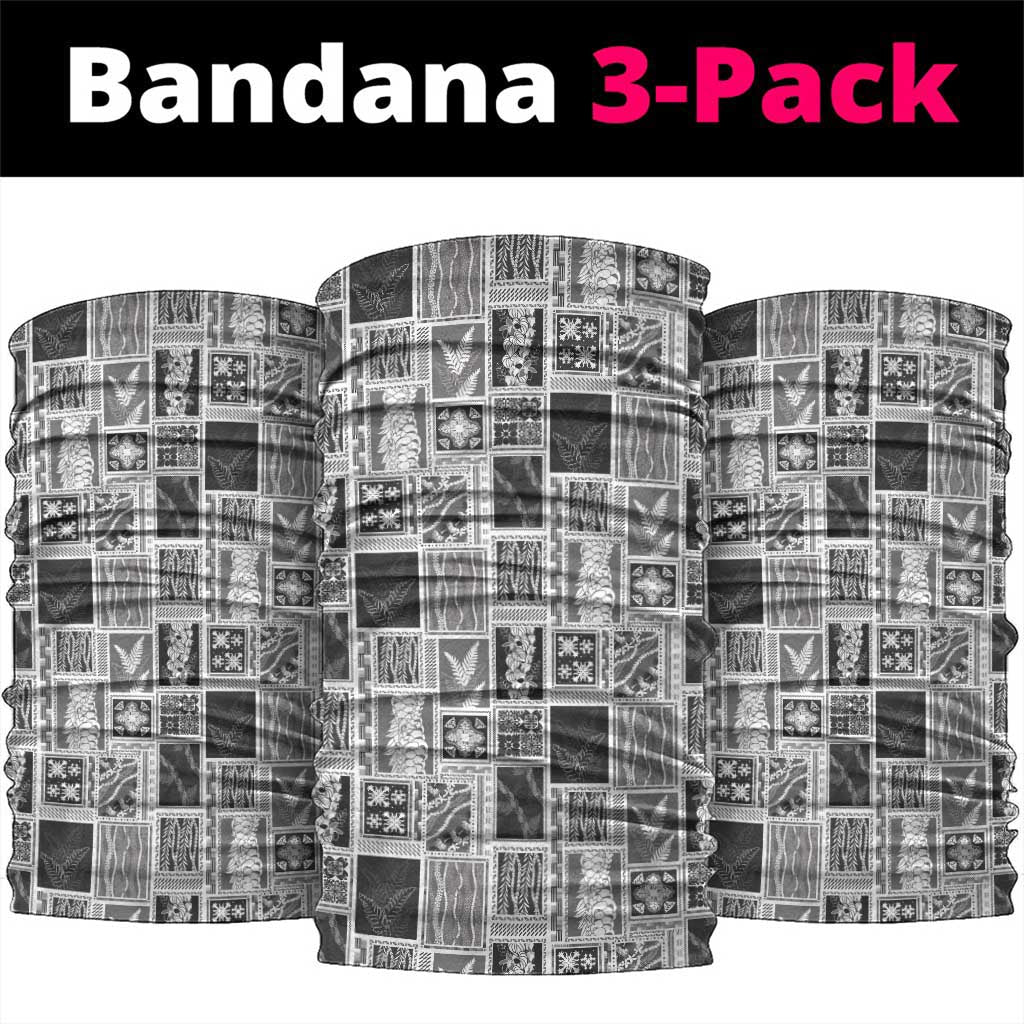 Vintage Aloha Block Quilt Neck Gaiter Black Inspired Lei Motifs - Polynesian Pride