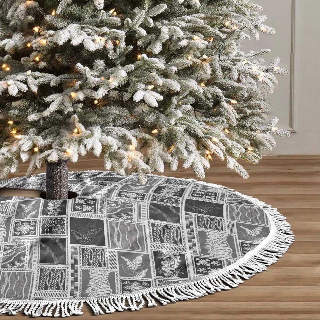 Vintage Aloha Block Quilt Tree Skirt Black Inspired Lei Motifs - Polynesian Pride