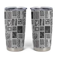 Vintage Aloha Block Quilt Tumbler Cup Black Inspired Lei Motifs - Polynesian Pride