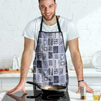 Vintage Aloha Block Quilt Apron Blue Inspired Lei Motifs - Polynesian Pride