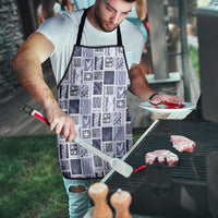 Vintage Aloha Block Quilt Apron Blue Inspired Lei Motifs - Polynesian Pride