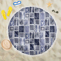 Vintage Aloha Block Quilt Beach Blanket Blue Inspired Lei Motifs - Polynesian Pride