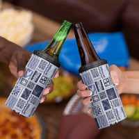 Vintage Aloha Block Quilt 4 in 1 Can Cooler Tumbler Blue Inspired Lei Motifs - Polynesian Pride