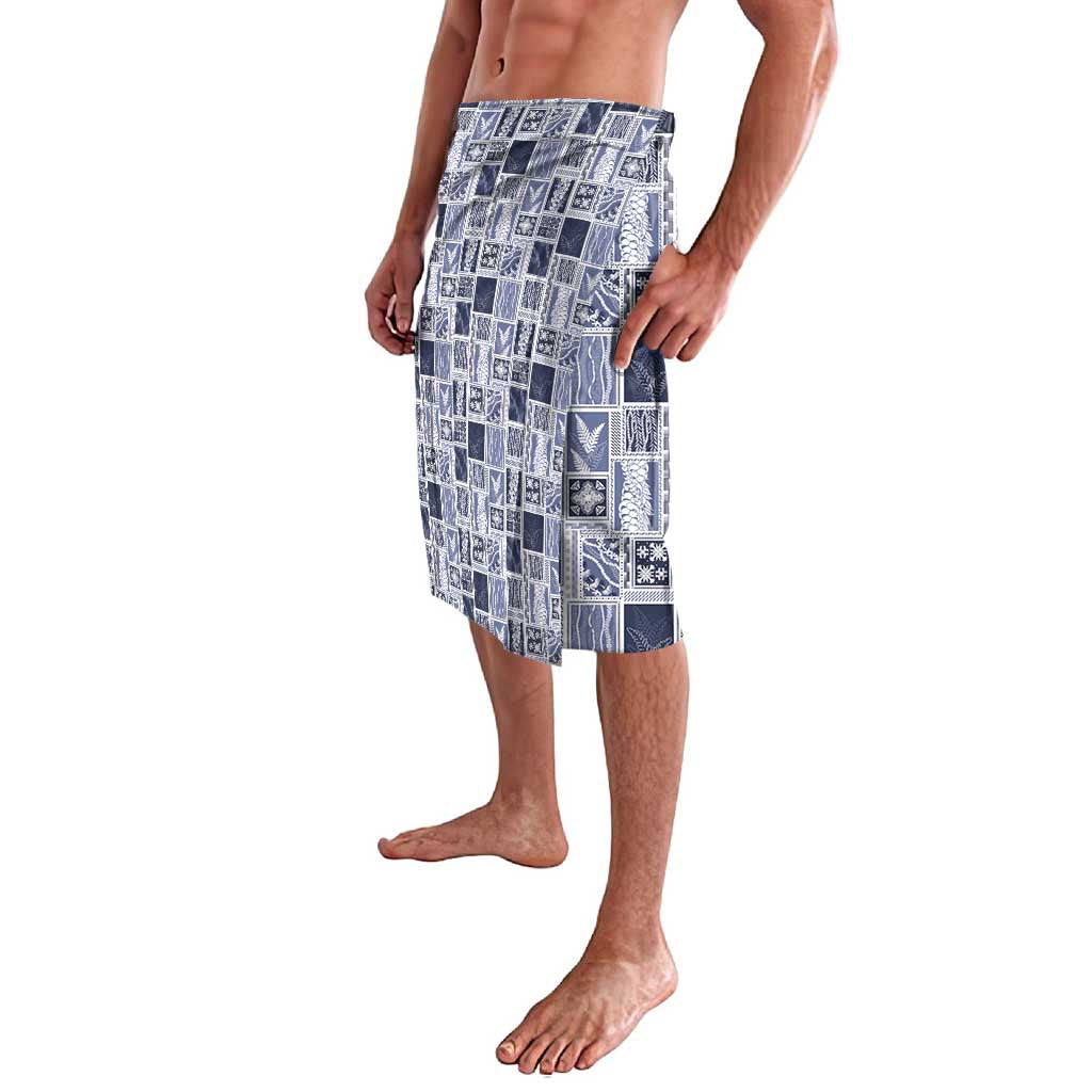 Vintage Aloha Block Quilt Lavalava Blue Inspired Lei Motifs - Polynesian Pride