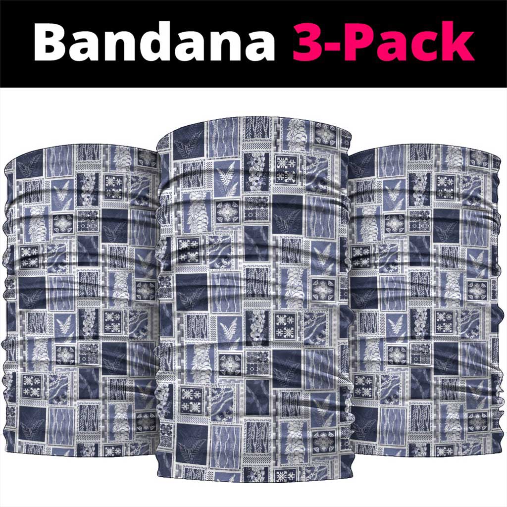 Vintage Aloha Block Quilt Neck Gaiter Blue Inspired Lei Motifs - Polynesian Pride