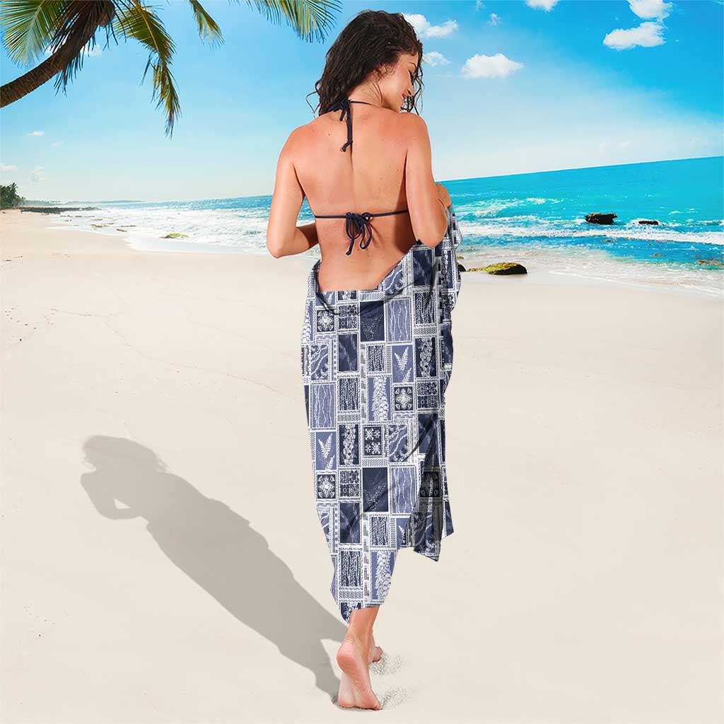 Vintage Aloha Block Quilt Sarong Blue Inspired Lei Motifs - Polynesian Pride