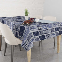Vintage Aloha Block Quilt Tablecloth Blue Inspired Lei Motifs - Polynesian Pride