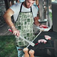 Vintage Aloha Block Quilt Apron Green Inspired Lei Motifs - Polynesian Pride