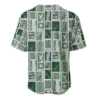 Vintage Aloha Block Quilt Baseball Jersey Green Inspired Lei Motifs - Polynesian Pride