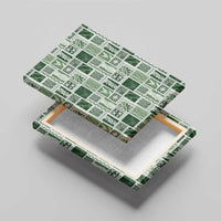 Vintage Aloha Block Quilt Canvas Wall Art Green Inspired Lei Motifs - Polynesian Pride