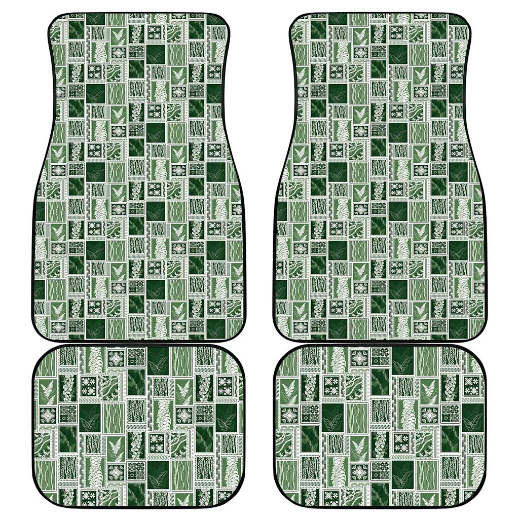 Vintage Aloha Block Quilt Car Mats Green Inspired Lei Motifs - Polynesian Pride