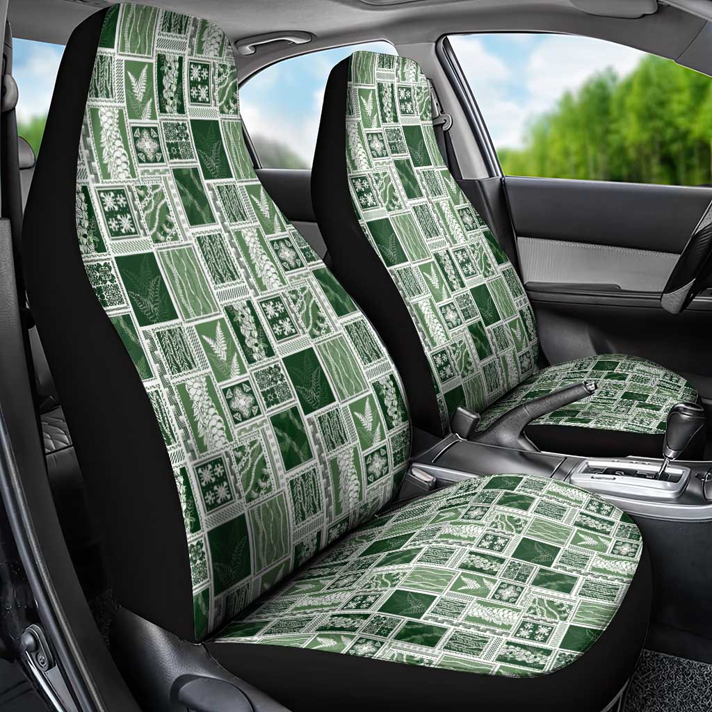 Vintage Aloha Block Quilt Car Seat Cover Green Inspired Lei Motifs - Polynesian Pride