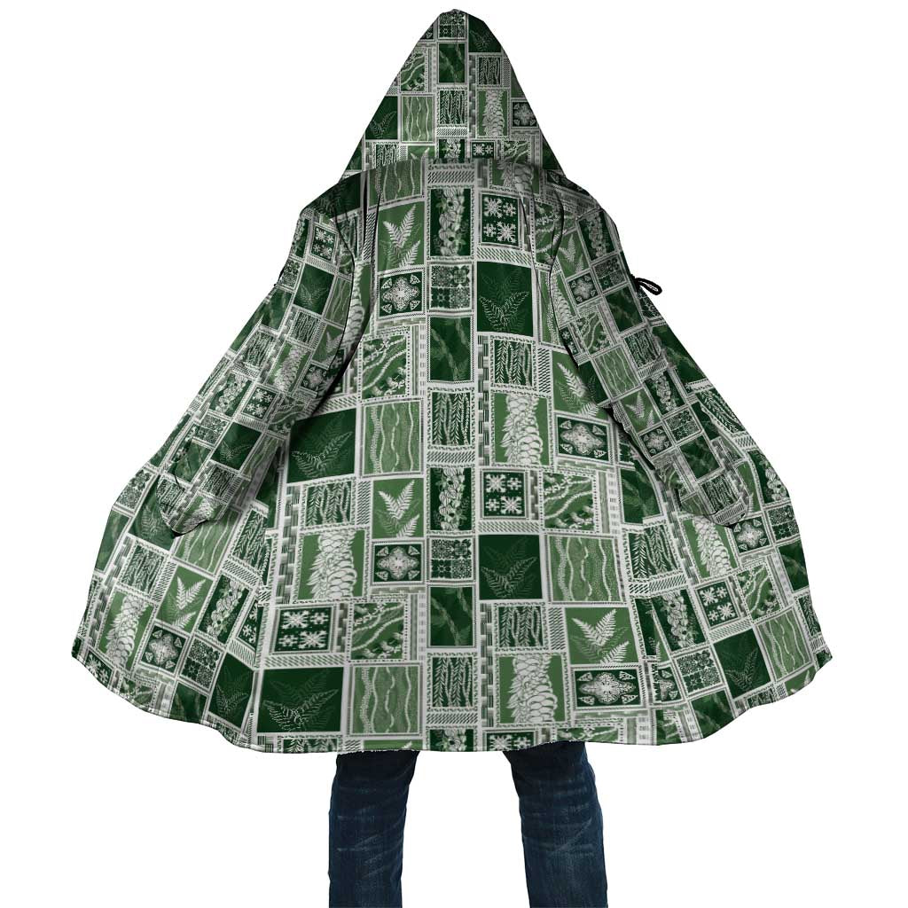 Vintage Aloha Block Quilt Cloak Green Inspired Lei Motifs - Polynesian Pride