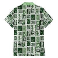 Vintage Aloha Block Quilt Family Matching Tank Maxi Dress and Hawaiian Shirt Green Inspired Lei Motifs - Polynesian Pride