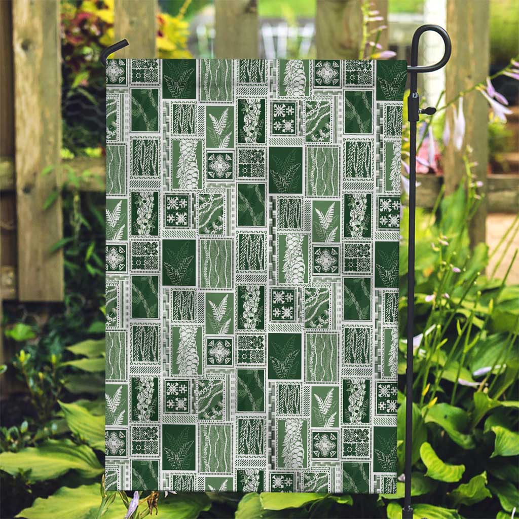 Vintage Aloha Block Quilt Garden Flag Green Inspired Lei Motifs - Polynesian Pride