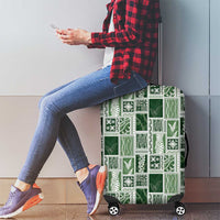 Vintage Aloha Block Quilt Luggage Cover Green Inspired Lei Motifs - Polynesian Pride