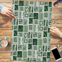 Vintage Aloha Block Quilt Puzzle Green Inspired Lei Motifs - Polynesian Pride