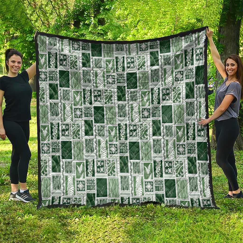 Vintage Aloha Block Quilt Quilt Green Inspired Lei Motifs - Polynesian Pride