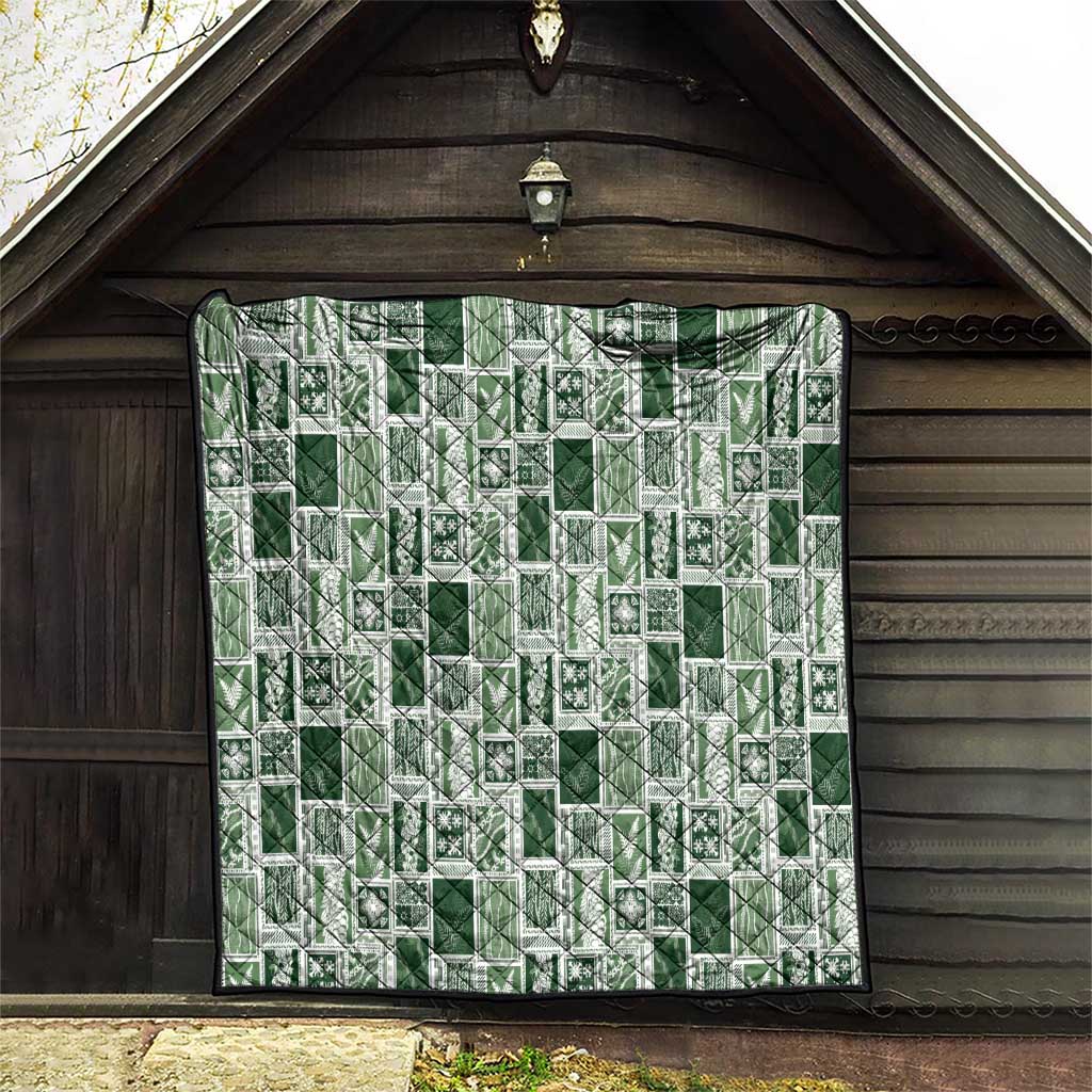 Vintage Aloha Block Quilt Quilt Green Inspired Lei Motifs - Polynesian Pride