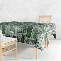 Vintage Aloha Block Quilt Tablecloth Green Inspired Lei Motifs - Polynesian Pride