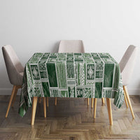 Vintage Aloha Block Quilt Tablecloth Green Inspired Lei Motifs - Polynesian Pride