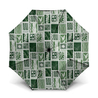 Vintage Aloha Block Quilt Umbrella Green Inspired Lei Motifs - Polynesian Pride